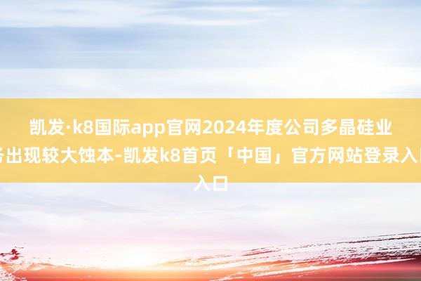 凯发·k8国际app官网2024年度公司多晶硅业务出现较大蚀本-凯发k8首页「中国」官方网站登录入口